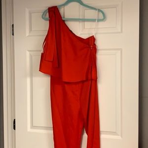 SHEIN one shoulder red romper (L)